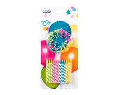 Boland 31070 - Geburstagskerzen Spirale, 24 Stück, mit Kerzenhalter, Kerzenstecker, Mehrfarbig, Minikerzen, Tortenkerze, Kuchen, Geburtstag, Kindergarten, Dekoration, Geschenk