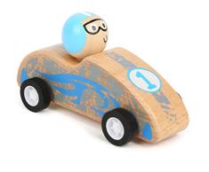 Small Foot 11150 Rückziehflitzer Rennauto Blau aus FSC 100%-zertifiziertem Holz, gummibereifte Räder für besten Grip beim Zurückziehen Spielzeug, Mehrfarbig