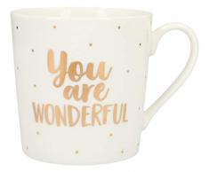 Depesche 5909.024 Tasse mit Henkel, aus Porzellan, 300 ml, mit Aufschrift, You Are Wonderful, Mehrfarbig