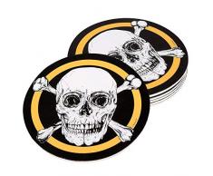 Boland 74120 - Bierdeckel Piraten, 10 Stück, Pappe, Durchmesser 10 cm, Untersetzer, Bierfilzl, Tischdekoration, Geburtstag, Motto Party, Karneval