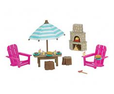 Lil Woodzeez 6170Z Animal Figurine Playset & Accessories-Patio Set & Outdoor Fireplace Tierfiguren Spielset & Zubehör-Terrassen-Set & Kamin-Set, Multi
