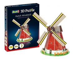 Revell 3D Puzzle 00110 Holländische Windmühle, EIN Wahrzeichen der Niederlande Die Welt in 3D entdecken, Bastelspass für Jung und Alt, farbig
