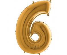 Trendario Folienballon Zahl 6 (Gold) - XXL Riesenzahl 100cm Ballon - Helium Luftballons für Geburtstag, Partydeko, Hochzeit (Zahl 0, Silber)