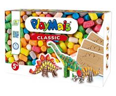 PlayMais Fun to Play Dinosaur Bastel-Set für Kinder ab 3 Jahren | Motorik-Spielzeug mit 500 4 Dinosaurier-Modellen zum Bekleben | Natürliches Spielzeug | Fördert Kreativität & Feinmotorik