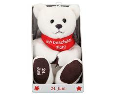 Depesche 8139.176 - Schutzengel Bär aus Plüsch, ca. 9 cm, mit Datum 24. Juni, Geschenk für Geburtstag, Jahrestag oder Hochzeitstag