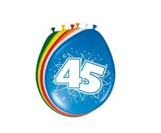 Folat 08224 45. Geburtstag Ballons 30 cm-8 Stück, Mehrfarbig