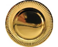Folat Goldfarbene Metallic Teller 23 cm - 8 Stück