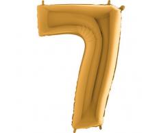 Trendario Folienballon Zahl 7 (Gold) - XXL Riesenzahl 100cm Ballon - Helium Luftballons für Geburtstag, Partydeko, Hochzeit (Zahl 0, Silber)