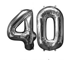 amscan 3387201 Folienballon Zahl, 40, 0-0 Years