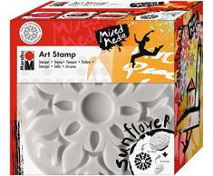 Marabu 0272000000001 - Art Stamp Sunflower, feinporiger Motivstempel für Bordüren und Hintergründe, ideal für Mixed Media Projekte auf Leinwand, Papier und Holz, ca. 16 x 16 cm