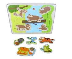 Allkindathings 7359 Kinder Holz Spielzeug Puzzle Steckbox Animal Friends Educational New Puzzle