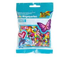 folia 73209 Bügelperlen, 2.000 Stück Sortiert in 22, Durchmesser ca. 5 mm, tolle Ergänzung zu den Stiftplatten