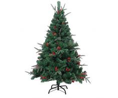 Shatchi 6068-CHRISTMAS-TREE-8FT Großer künstlicher Weihnachtsbaum, natürlich vorverziert mit Tannenzapfen und Barrien, 240 cm, 2,4 m, grün
