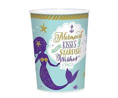 Amscan International Amscan 421975 Tasse mit Meerjungfrauen-Wünschen, Kunststoff, bedruckt, 1 Stück
