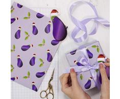 Ginger Ray NC-118 Aubergine Wickelset mit Band, Geschenkpapier und Etikett, Neuheit