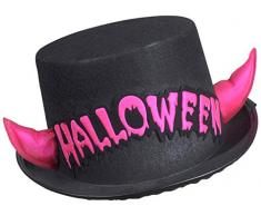 Widmann – Zylinder Halloween mit Hörnern unisex-adult, Schwarz, One Size, vd-wdm5332p