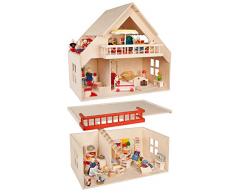 Rülke Holzspielzeug 23210 Puppenhaus, holzfarben, rot