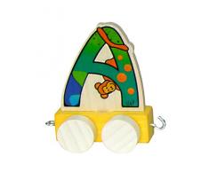 Hess Holzspielzeug 0045A - Waggon für Geburtstagszug, ca. 7 cm, Buchstabe A