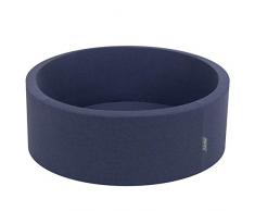 KiddyMoon Bällebad 90X30cm/KEINE Bälle Bällepool Ohne Bälle Für Babys Kinder Rund, Dunkelblau:Grau/Weiß/Türkis