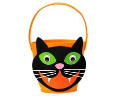Widmann 01349 Süßes oder Saures Katzen Korb, Unisex-Kinder, Schwarz/Orange