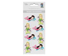 Ursus 564000355F Kreativ Accessoires Meerjungfrau 2, selbstklebend, zum Verzieren von Karten, Fotoalben und Geschenken sowie für Scrapbooking Projekte, 8 Stück mit hübschen Mermaid Motiv, bunt