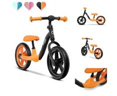 Lionelo Alex Laufrad Kinder Fahrrad bis 30 kg Sattel und Lenker einstellbar 12 Zoll Eva Schaumräder robuste Konstruktion Lenkeinschlagsbegrenzung EN 71 (Orange)