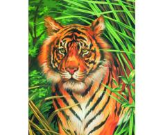 MAMMUT 105020 - Malen nach Zahlen Tiermotiv, Tiger, Komplettset mit bedruckter Malvorlage im A4 Format, 7 Acrylfarben und Pinsel, Malset für Kinder ab 8 Jahre
