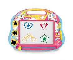 Lexibook Magische magnetische Einhorn-Zeichentafel, Magnettafel für Kinder, künstlerisches kreatives Spielzeug für Mädchen, Stift und Magnete, Rosa / Blau, CRUNI550
