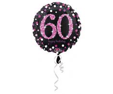 amscan 3378801 Folienballon 60.Geburtstag Celebration, Pink, Schwarz