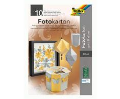 folia 611 - Block mit Fotokarton in gold / silber, DIN A4, 10 Blatt, 300 g/qm, ideale Grundlage für vielfältige Bastelarbeiten wie Fensterbilder, Scrapbooking, Kartengestaltung