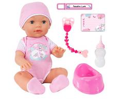 Bayer Design 94209AA Funktionspuppe, Interaktive Puppe Piccolina Love, die PIPI Machen kann, die Augen schließt, inkl. Zubehör, rosa