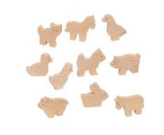 Goki 53871 Verschiedene Bauernhoftiere, Spielzeug aus Holz, 10 Stück, für Kinder ab 3 Jahren
