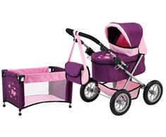 Bayer Design 1305701 - Puppenwagen Trendy, pflaume Set mit Bett