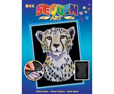 MAMMUT 8041605 - Sequin Art Paillettenbild Gepard, Steckbild, Bastelset mit Styropor-Rahmen, samtige Bildvorlage, Pailletten, Steckstiften, Anleitung, für Kinder ab 8 Jahre