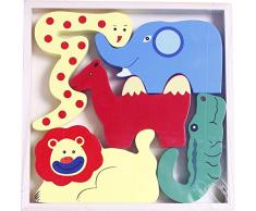 FERRY – Tiere des Dschungels aus Holz + Tablett, Braun