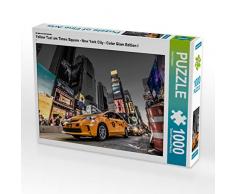 CALVENDO Puzzle Yellow Taxi am Times Square - EIN Motiv aus dem Kalender New York City - Color Glam Edition I 1000 Teile Lege-Größe 64 x 48 cm Foto-Puzzle Bild von Kurt Krause