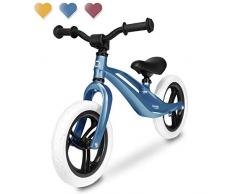 Lionelo Bart Laufrad Balance Bike ab 18 Monaten bis zu 30 kg Magnesiumrahmen wartungsfreie 12 Zoll Eva Räder Lenkrad und Sattel höhenverstellbar Fußstütze (Blau)