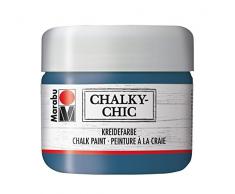 Marabu 02610025145 - Chalky Chic rauchblau 225 ml, super deckende, matte Kreidefarbe auf Wasserbasis, cremig, zum Rollen, Streichen und Tupfen auf Holz, Metall und Kunststoff, Used Look Effekt