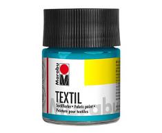 Marabu 17160005091 - Textil Stoffmalfarbe karibik 50 ml, Stoffdruckfarbe auf Wasserbasis, für helle Stoffe, waschbeständig bis 60°C, weicher Griff, einfache Fixierung durch Bügeln o. Backofen