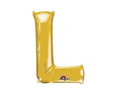 amscan 3303511 Folienballon Minishape Buchstabe L, Gold