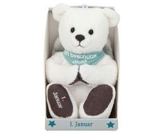 Depesche 8139.001 - Schutzengel Bär aus Plüsch, ca. 9 cm, mit Datum 01. Januar, Geschenk für Geburtstag, Jahrestag oder Hochzeitstag