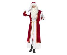 Smiffys, Herren Deluxe Weihnachtsmann Umhang mit Gürtel, Größe: M/L, Rot, 48150