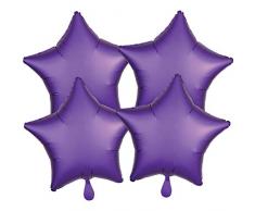 Amscan 3897101 Folienballon Multi-Pack Satin Luxe Lila Royale Sterne