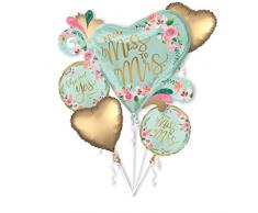 Amscan 3869401 Folienballons Bouquet From Miss to Mrs, Mehrfarbig