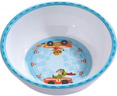 HABA 300409 - Schüssel Flotte Flitzer, rutschfeste Kinderschüssel aus Melamin mit Rennauto-Motiv, spülmaschinengeeignet