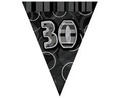 Unique Party Supplies 9 ft Folie Glitz Schwarz 30. Geburtstag Wimpelkette Flaggen