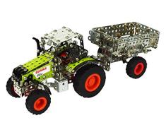 Tronico 09500 - Metallbaukasten Traktor Claas Axion 850 mit Kippanhänger, Maßstab 1:64, Micro Serie, grün, 588 Teile