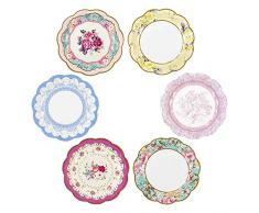 Talking Tables Truly Scrumptious; Kleine Pappteller im Vintage-Stil für Geburtstage, Teekränzchen und Partys, Bunt, Vintage Chic, 18 cm (12 pro Pack in 6 Designs)