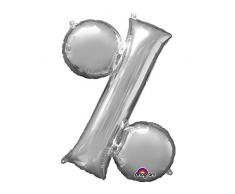 amscan 3307001 Folienballon Symbol%, Silber