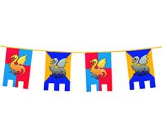 Boland 44000 - Wimpelkette Ritter und Drachen, Länge 6 m, Burg, Wappen, Hängedekoration, Girlande, Geburtstag, Partydekoration, Partygeschirr, Motto Party, Karneval